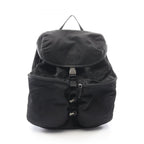 Prada Backpack Line Angle Logo Black Nylon Saffiano Leather