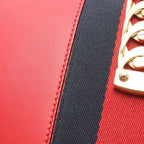 Gucci Shoulder Bag Sylvie Small Web Line Red Leather 2-Way — view 8