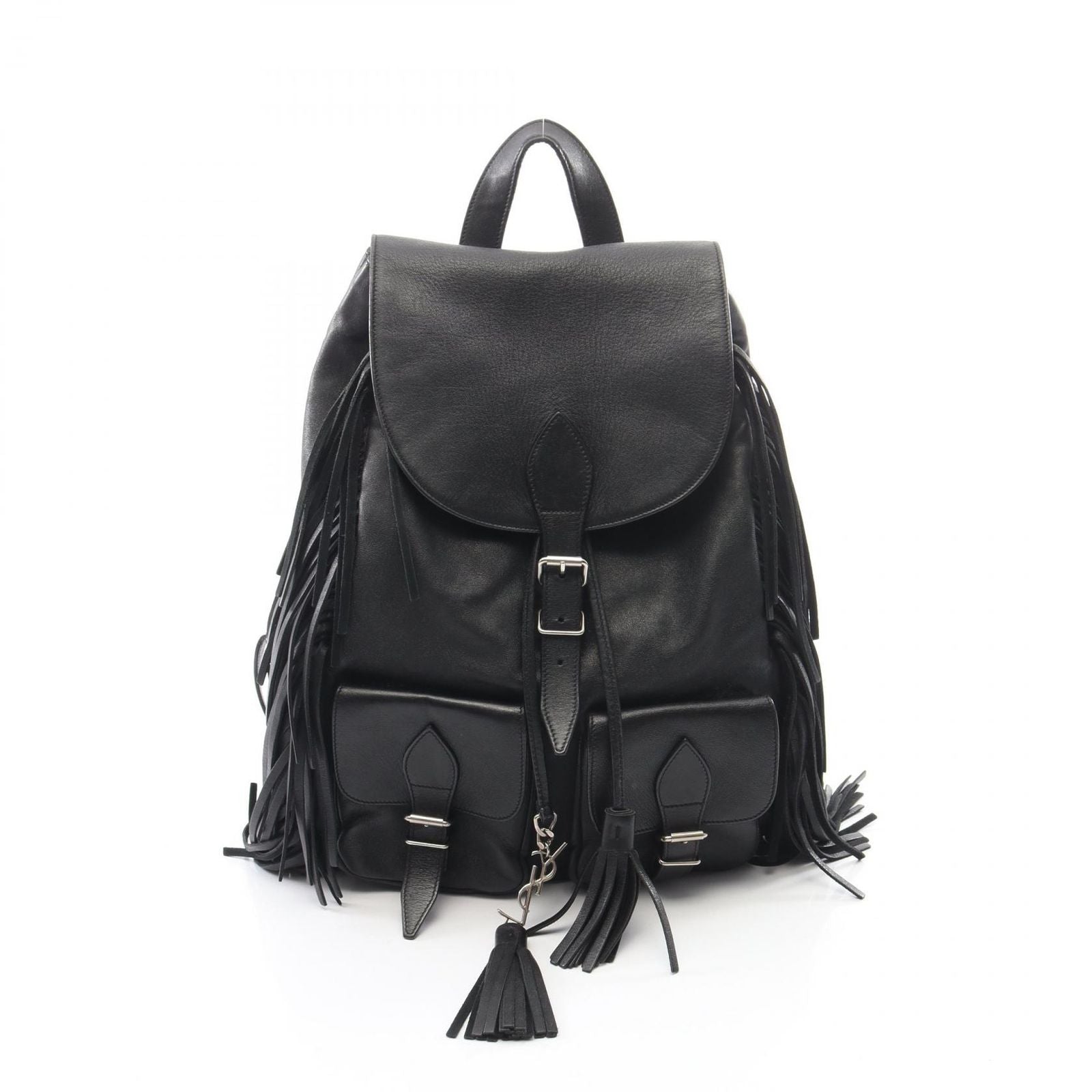 Saint Laurent Paris Backpack Festival Fringe Black Leather