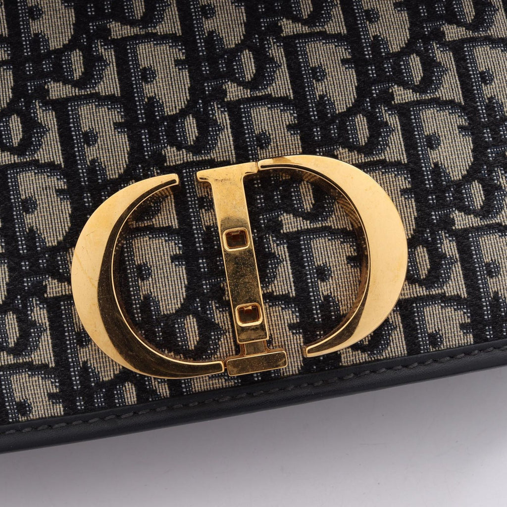 Dior Shoulder Bag 30 Montaigne Oblique Navy Canvas Leather — view 6