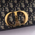 Dior Shoulder Bag 30 Montaigne Oblique Navy Canvas Leather — view 6