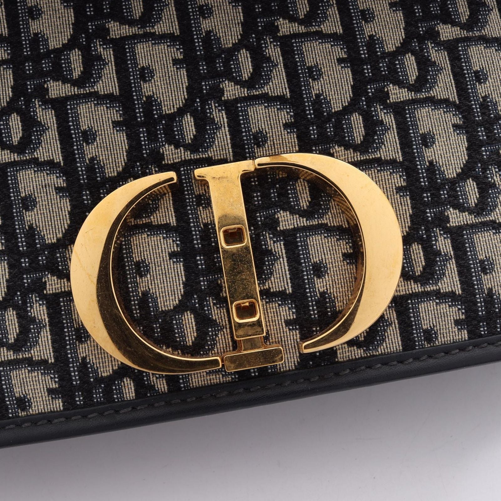 Dior Shoulder Bag 30 Montaigne Oblique Navy Canvas Leather — view 6