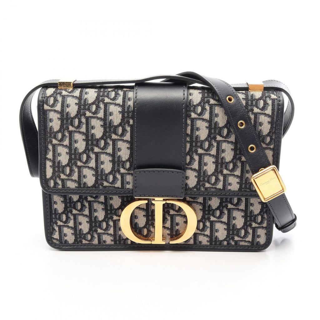 Dior Shoulder Bag 30 Montaigne Oblique Navy Canvas Leather