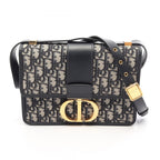 Dior Shoulder Bag 30 Montaigne Oblique Navy Canvas Leather