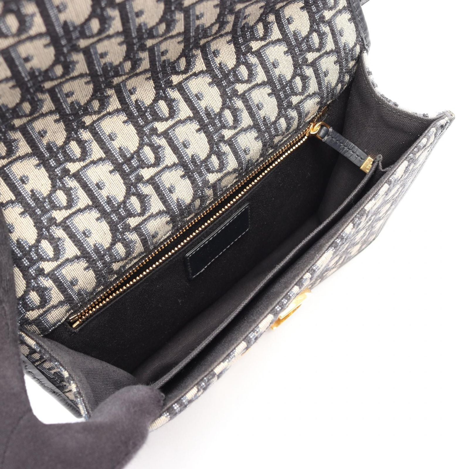 Dior Shoulder Bag 30 Montaigne Oblique Navy Canvas Leather — view 3
