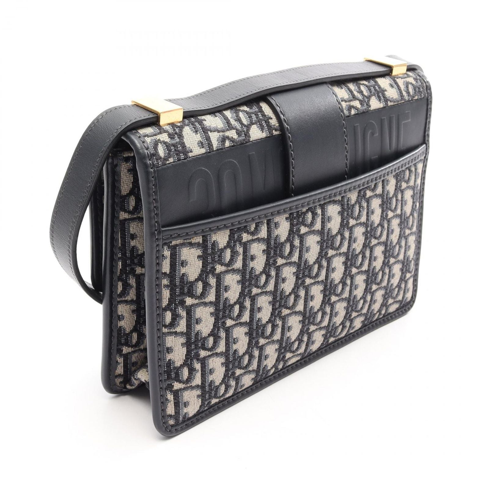 Dior Shoulder Bag 30 Montaigne Oblique Navy Canvas Leather — view 2