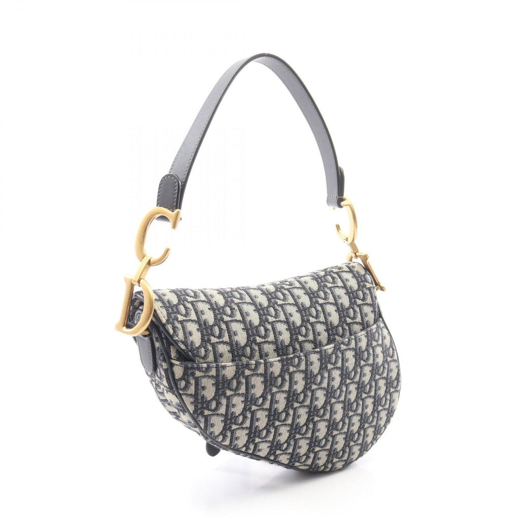 Dior Saddle Bag Oblique Jacquard 2-Way Navy Canvas Leather — view 2