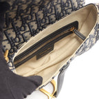 Dior Saddle Bag Oblique Jacquard 2-Way Navy Canvas Leather — view 3
