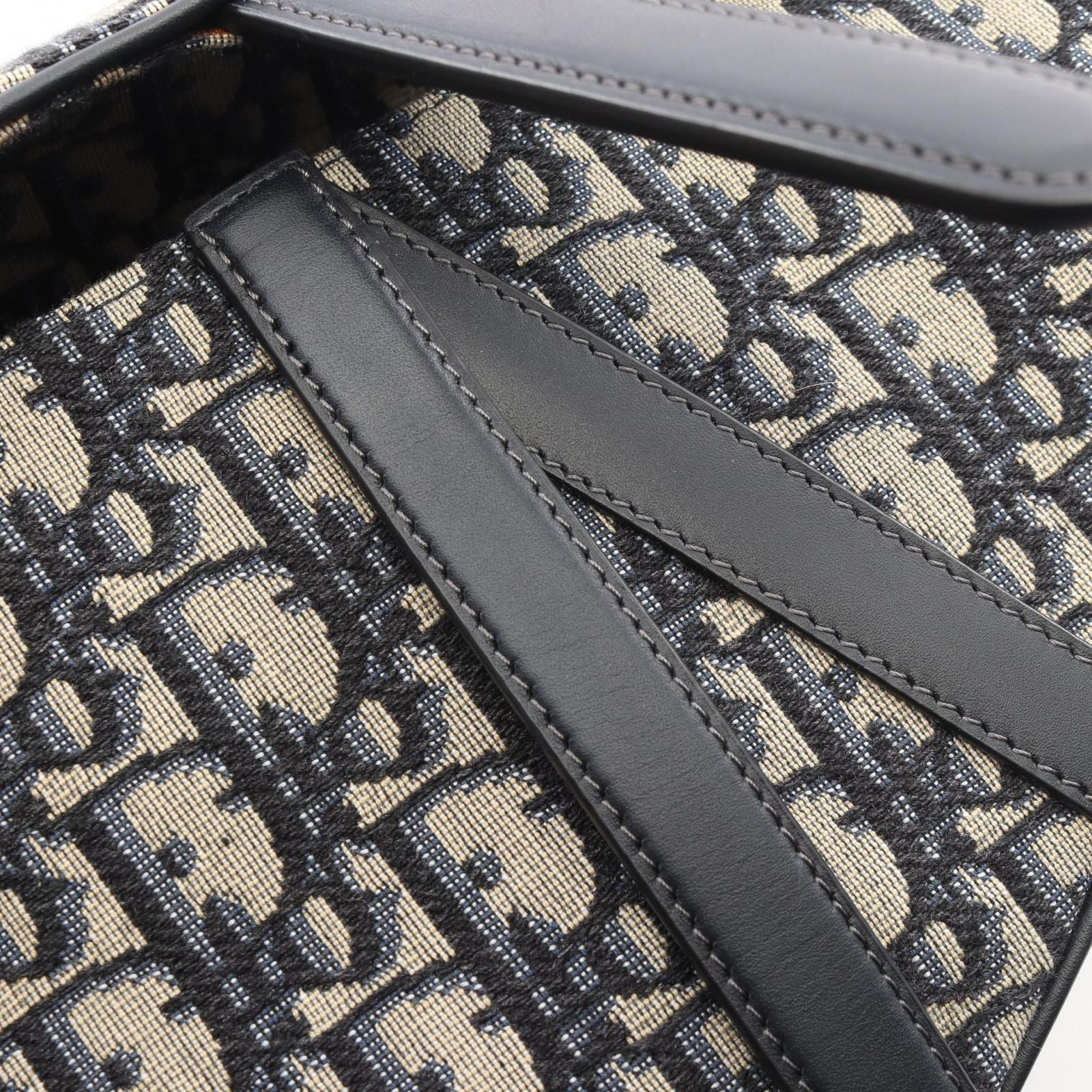 Dior Saddle Bag Oblique Jacquard 2-Way Navy Canvas Leather — view 5