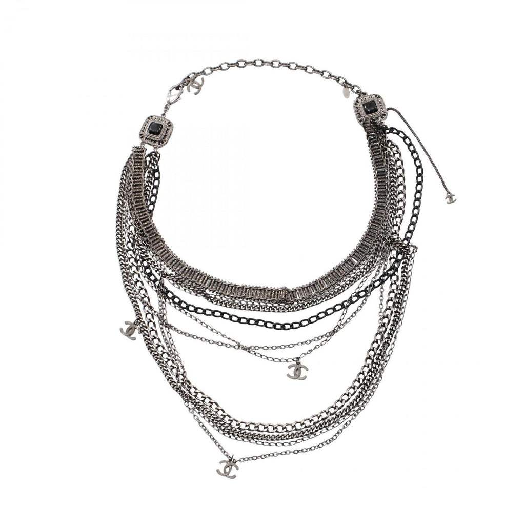 Chanel Necklace CC Logo 10 Rows Stainless Steel