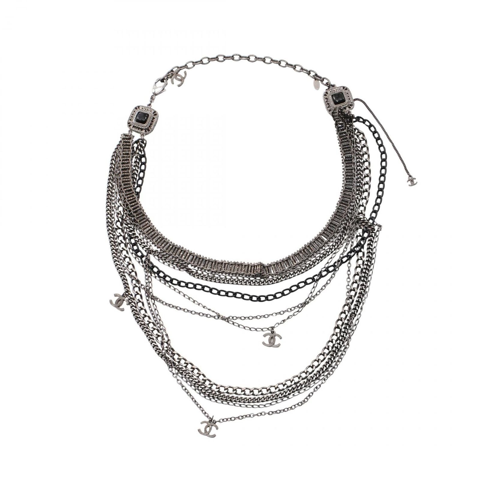 Chanel Necklace CC Logo 10 Rows Stainless Steel