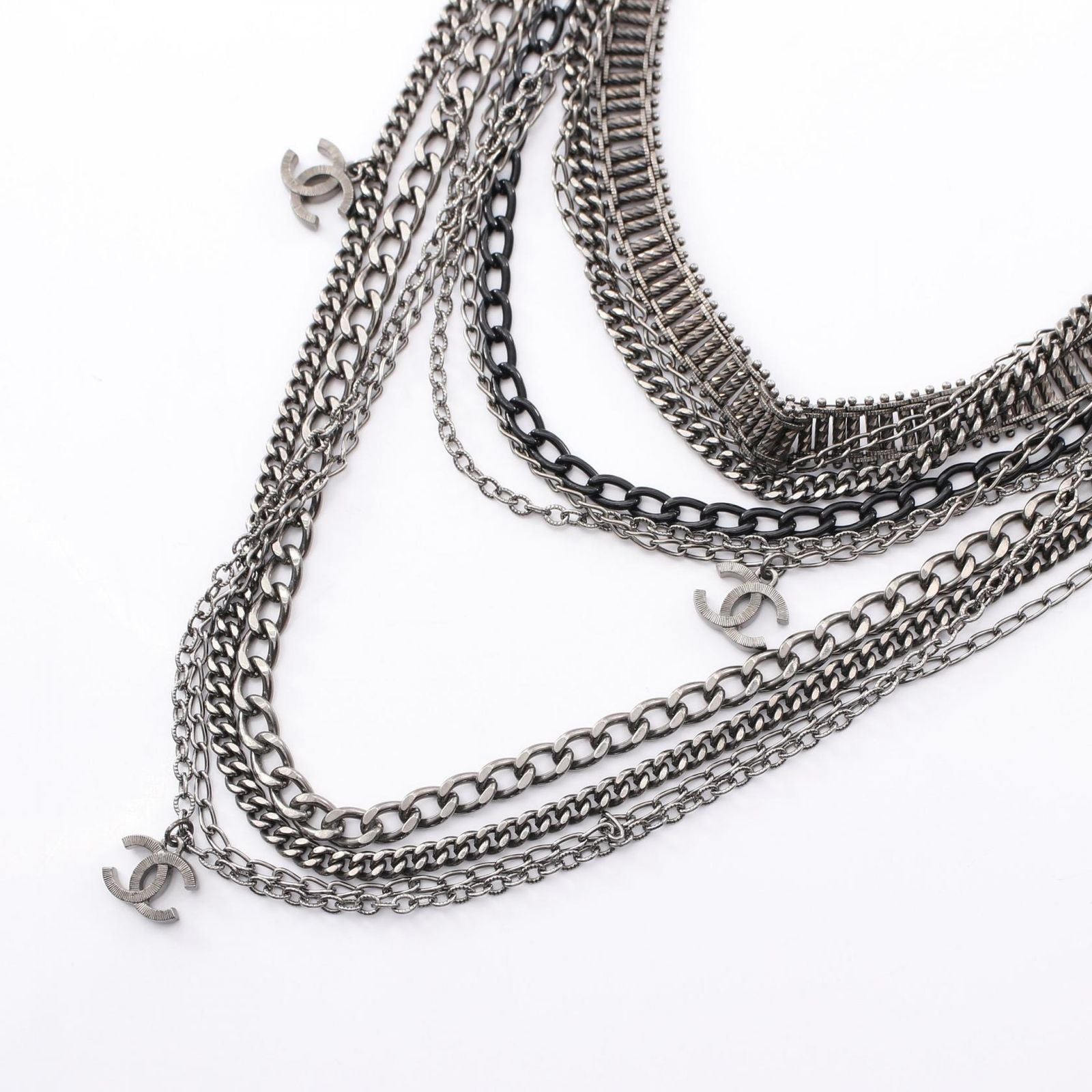 Chanel Necklace CC Logo 10 Rows Stainless Steel — view 6