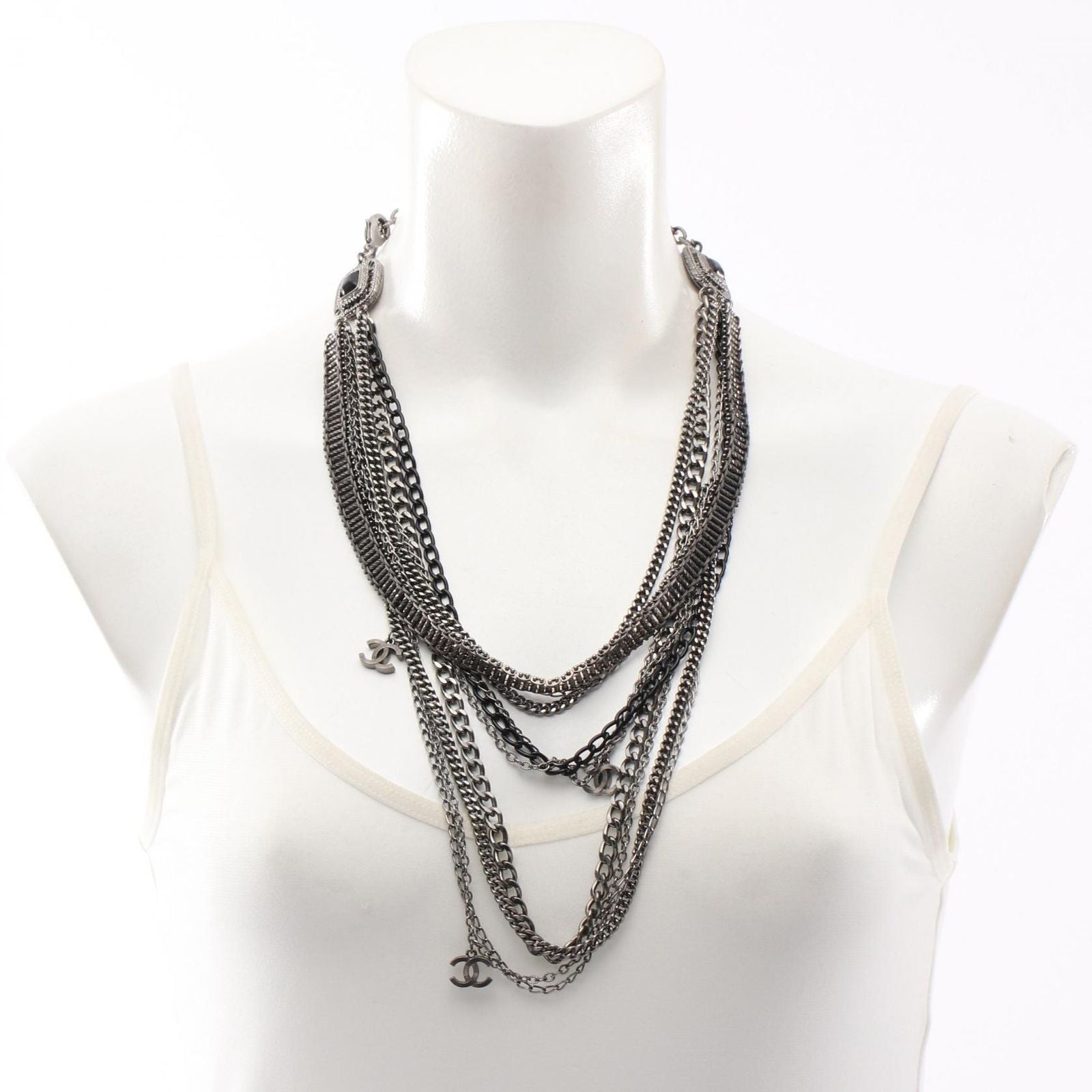 Chanel Necklace CC Logo 10 Rows Stainless Steel — view 5