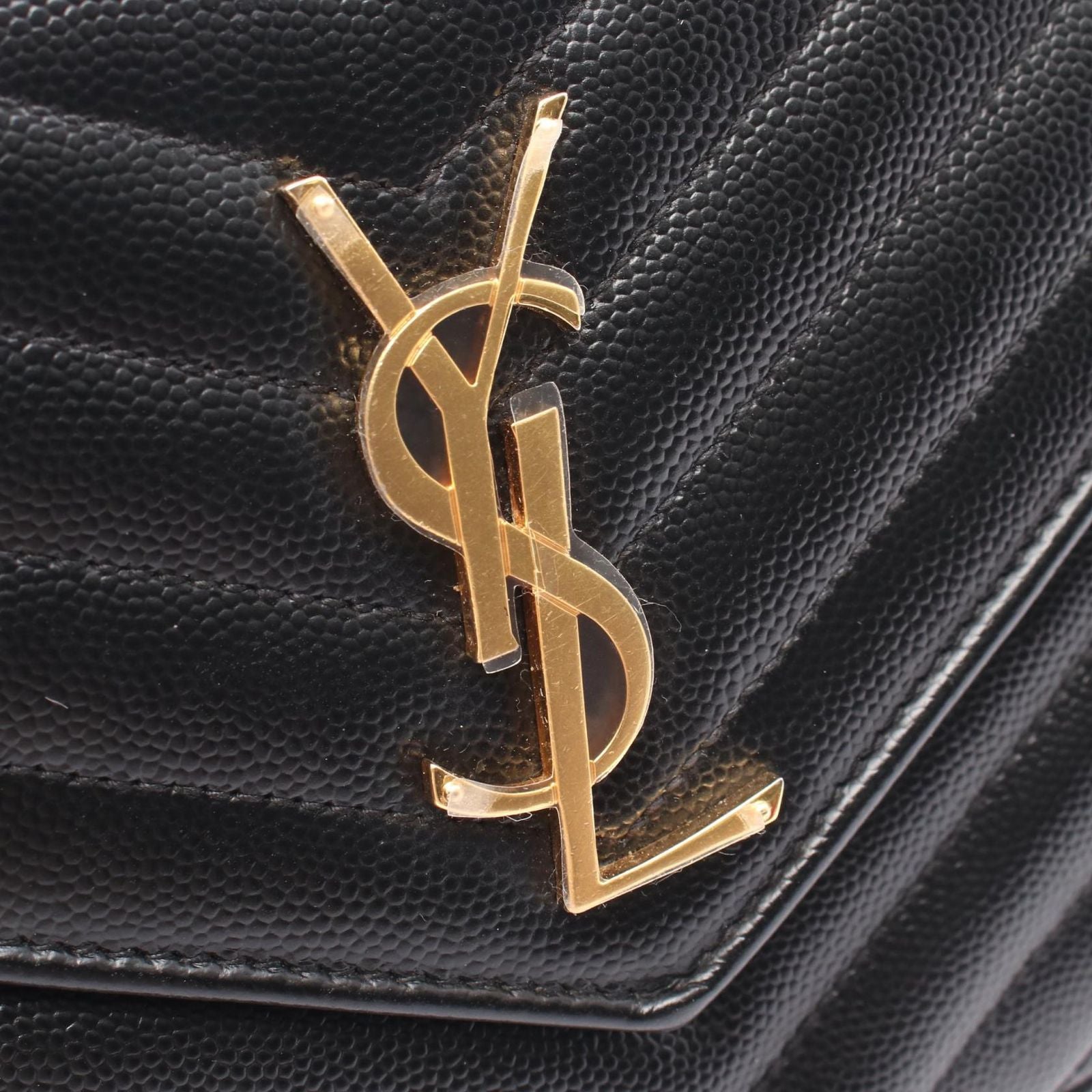 Saint Laurent Paris Shoulder Bag Cassandra Classic Black Leather Chain Wallet — view 7