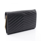 Saint Laurent Paris Shoulder Bag Cassandra Classic Black Leather Chain Wallet — view 2