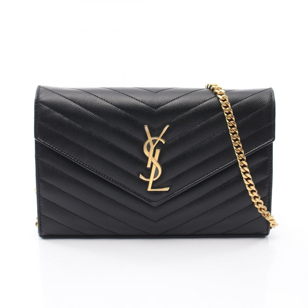 Saint Laurent Paris Shoulder Bag Cassandra Classic Black Leather Chain Wallet