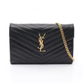 Saint Laurent Paris Shoulder Bag Cassandra Classic Black Leather Chain Wallet