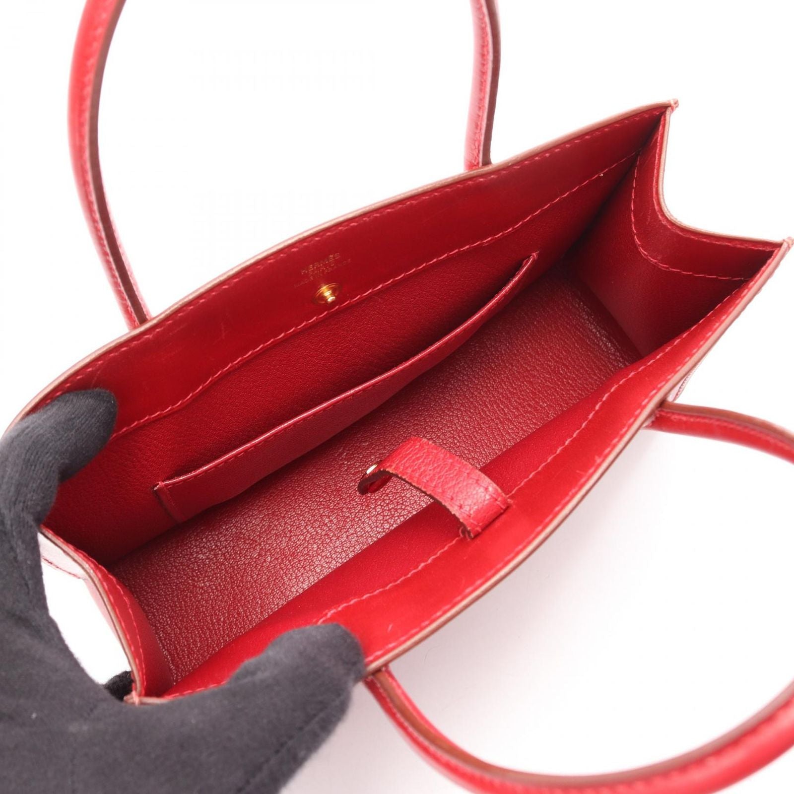 Hermes Handbag White Bus TPM Rouge Vif Calf — view 3