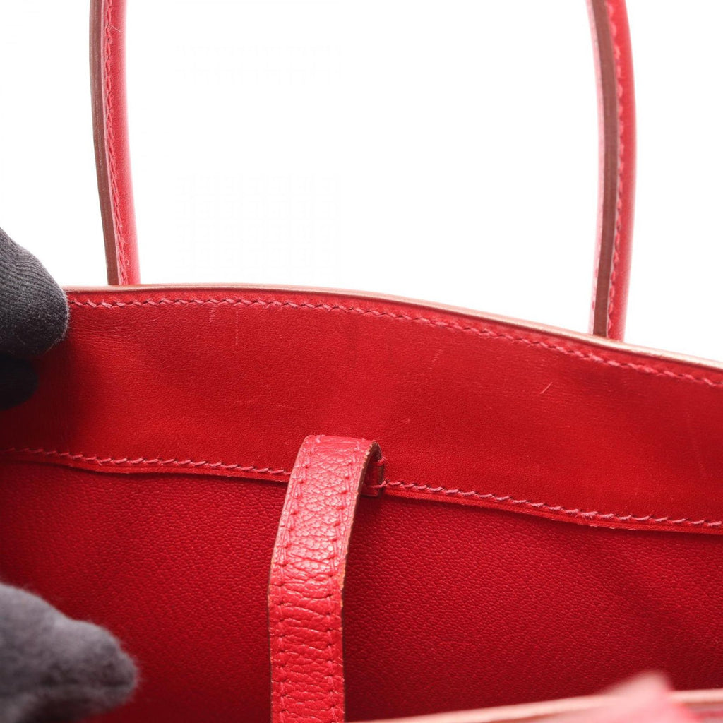 Hermes Handbag White Bus TPM Rouge Vif Calf — view 7