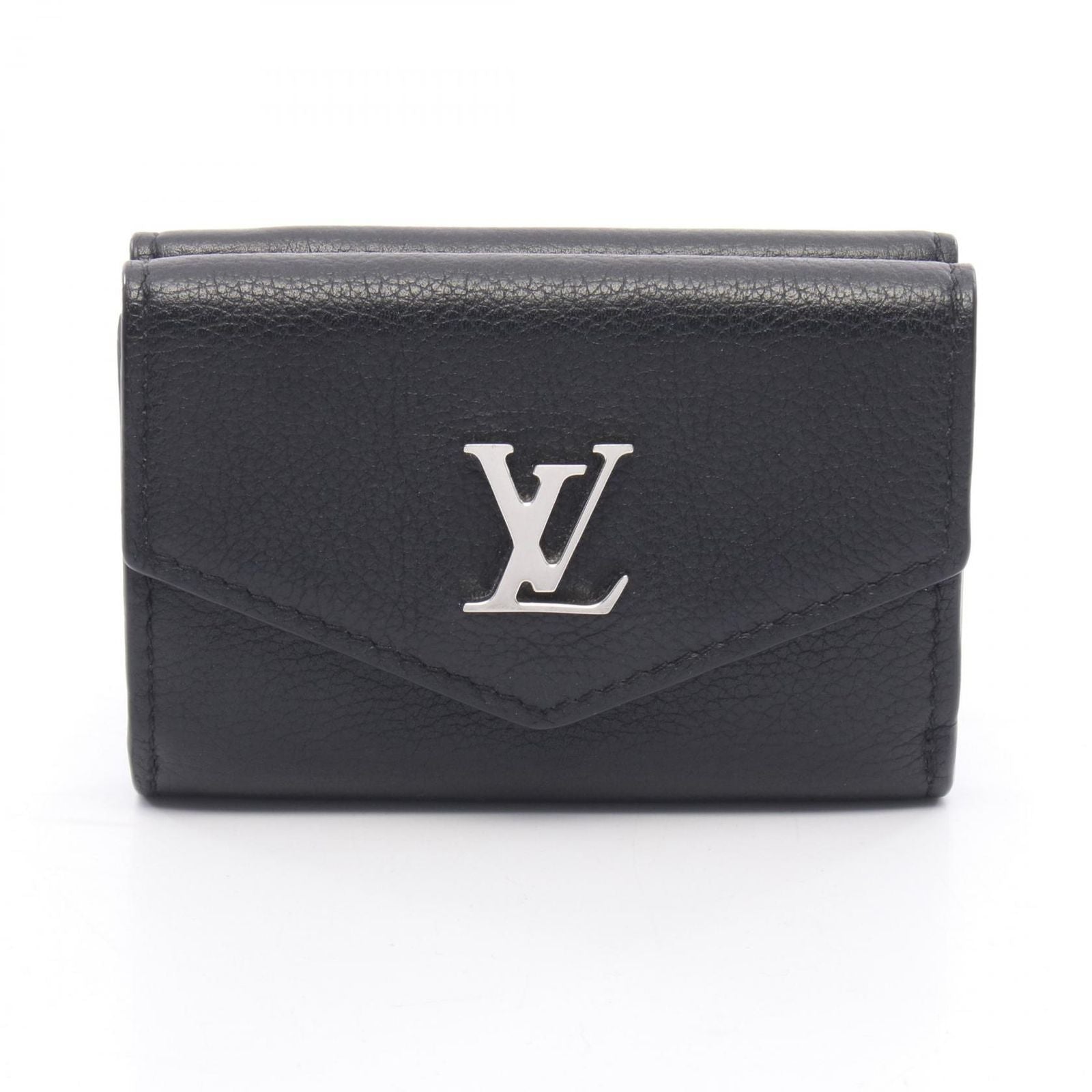 Louis Vuitton Trifold Wallet Portefeuille Lock Mini Noir Leather