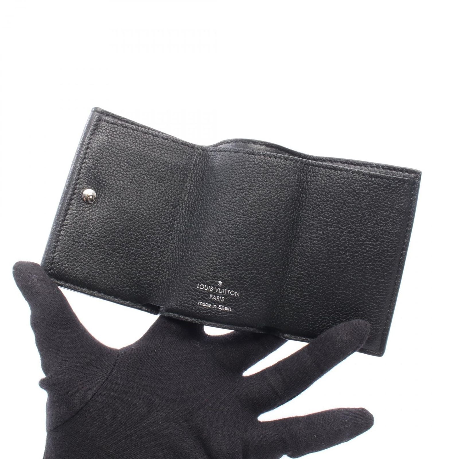 Louis Vuitton Trifold Wallet Portefeuille Lock Mini Noir Leather — view 4