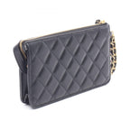Chanel Clutch Quilted Wallet Black Caviar Leather Chain — view 2