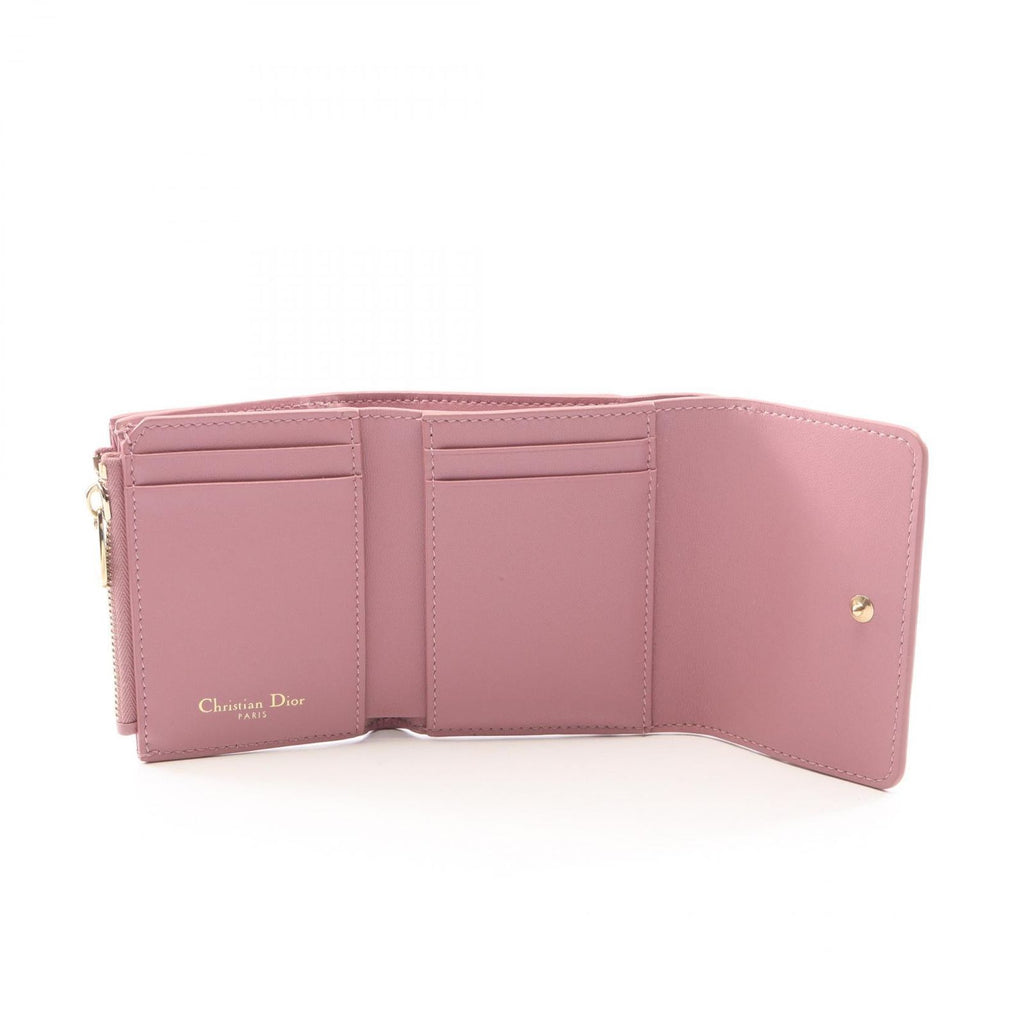 Dior Trifold Wallet Caro Smoki Pink Leather — view 3