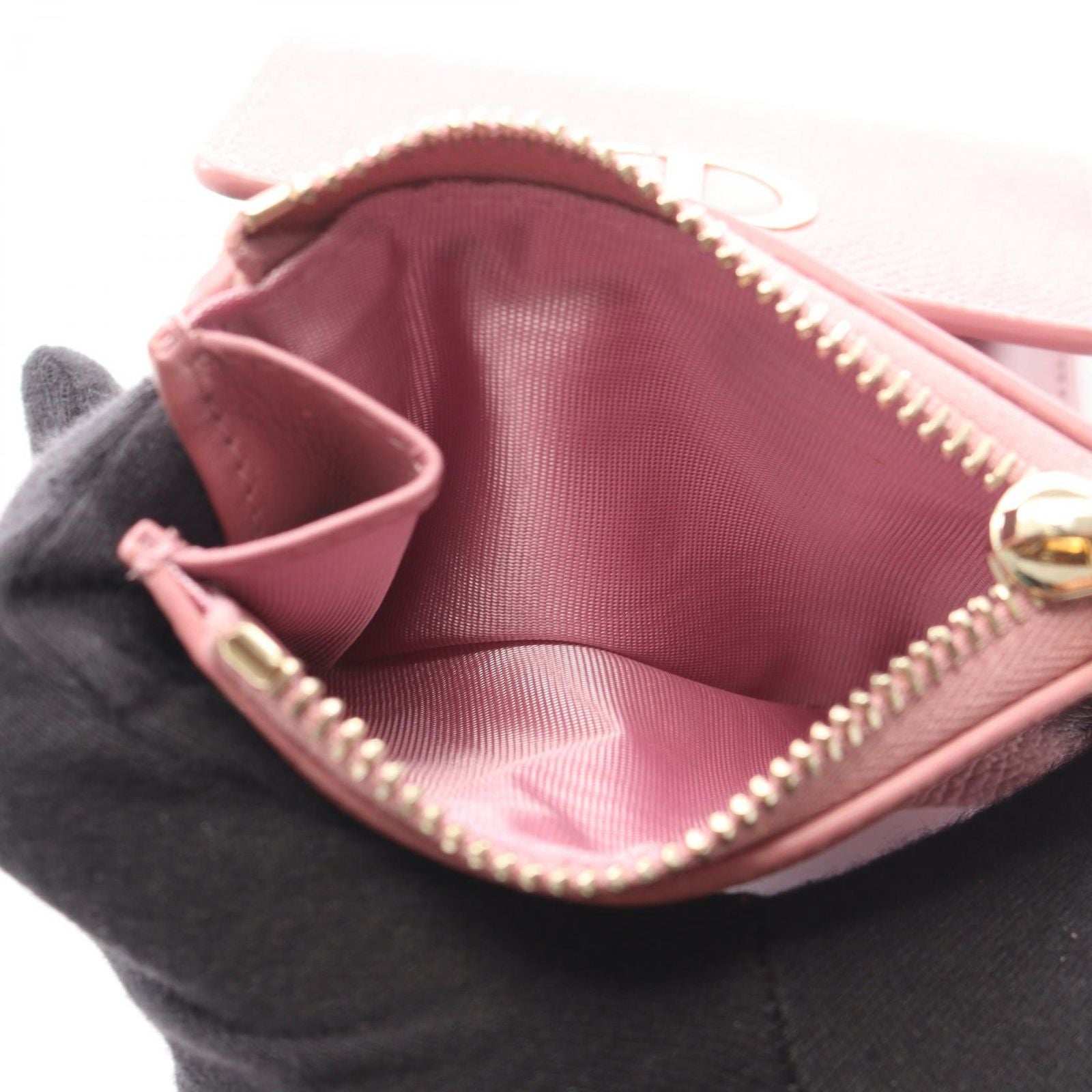 Dior Trifold Wallet Caro Smoki Pink Leather — view 5