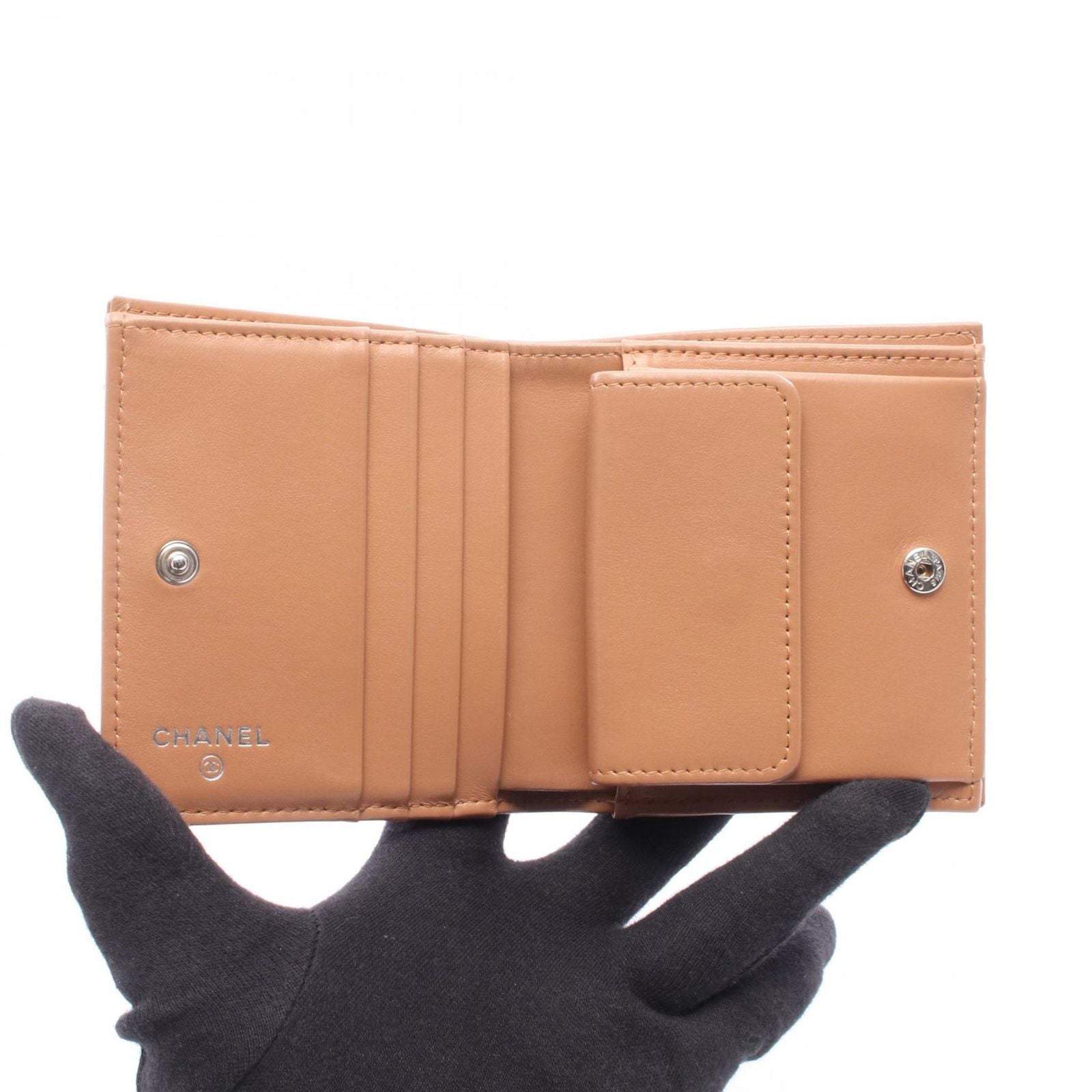 Chanel Bifold Wallet Quilted Camel Leather — view 3