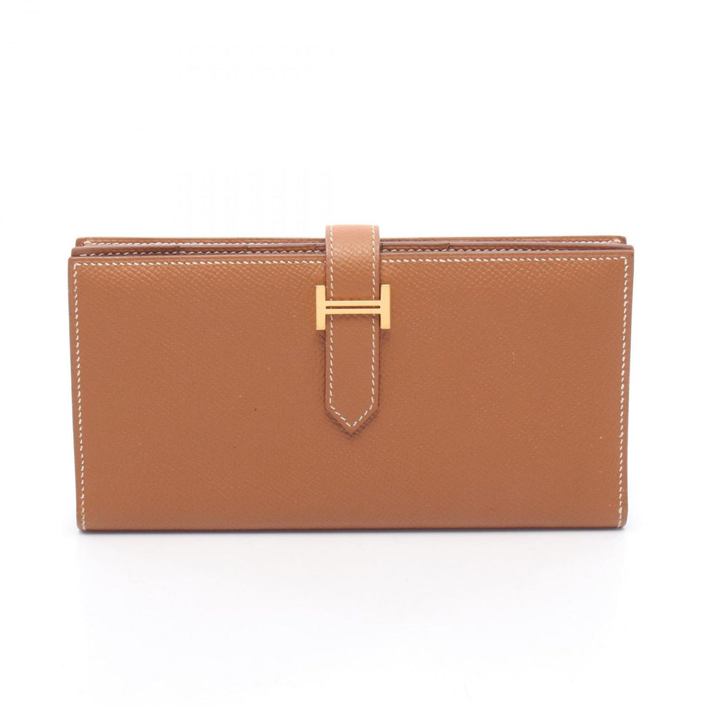 Hermes Bifold Wallet Bearn Souffle Gold Leather Calf
