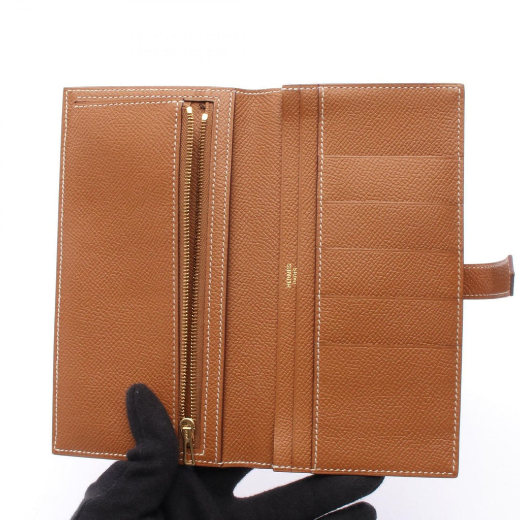 Hermes Bifold Wallet Bearn Souffle Gold Leather Calf — view 3