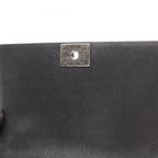 Chanel Shoulder Bag Boy Large Chest Blanc Black Caviar Leather Boy Chain — view 8