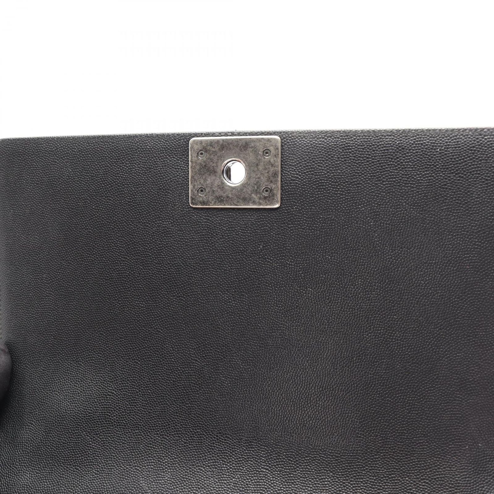 Chanel Shoulder Bag Boy Large Chest Blanc Black Caviar Leather Boy Chain — view 8