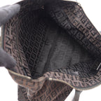 Fendi Tote Zucchino Dark Brown Canvas Leather — view 3