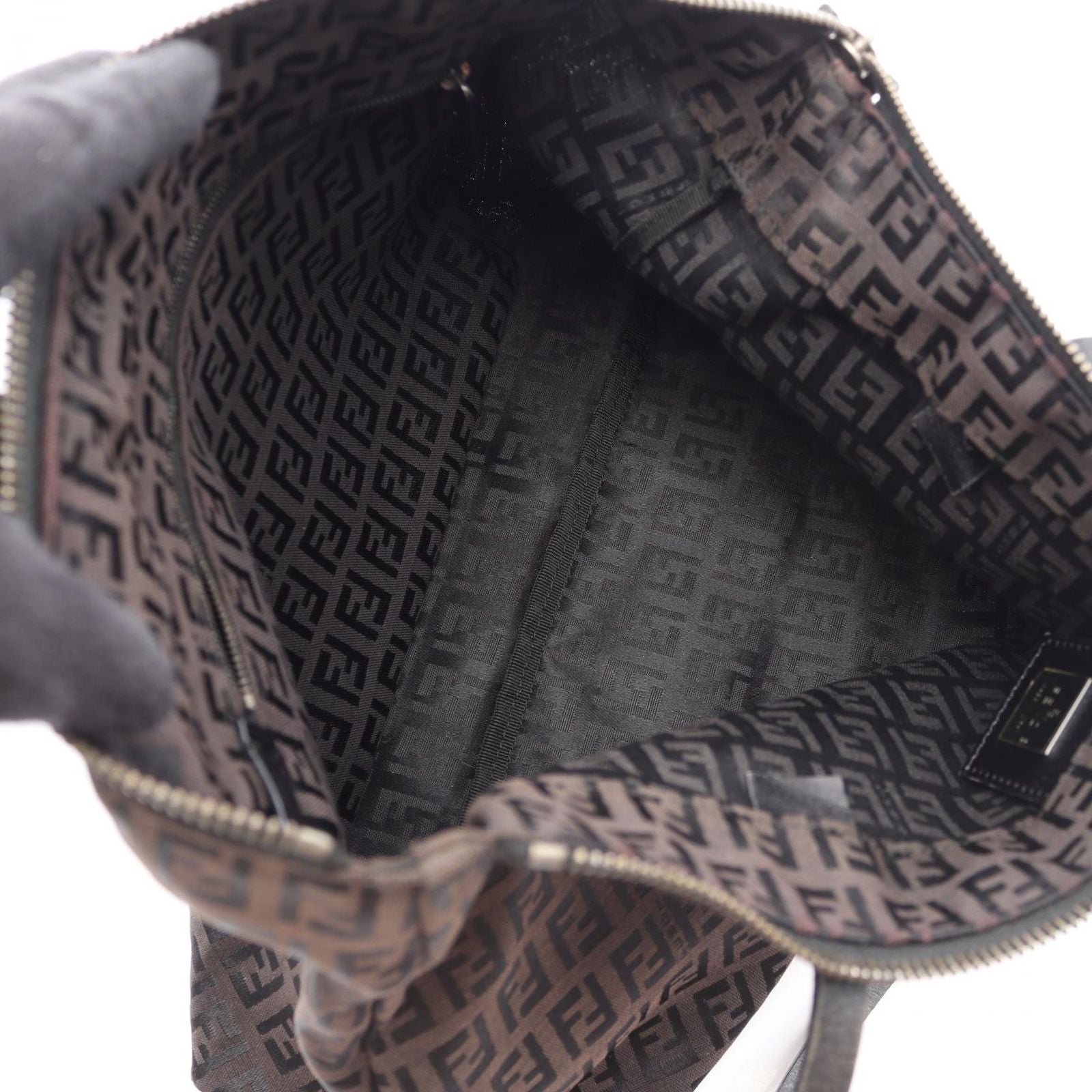 Fendi Tote Zucchino Dark Brown Canvas Leather — view 3