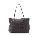 Fendi Tote Zucchino Dark Brown Canvas Leather
