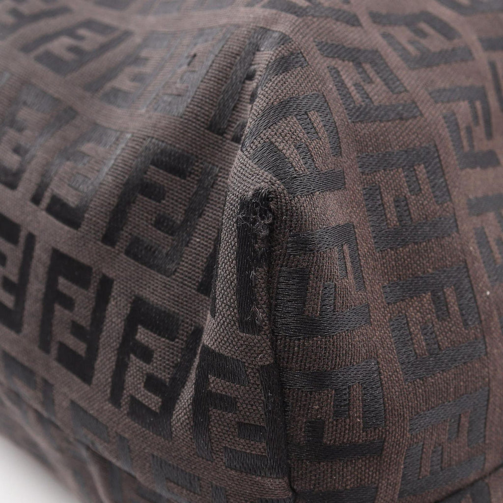 Fendi Tote Zucchino Dark Brown Canvas Leather — view 5