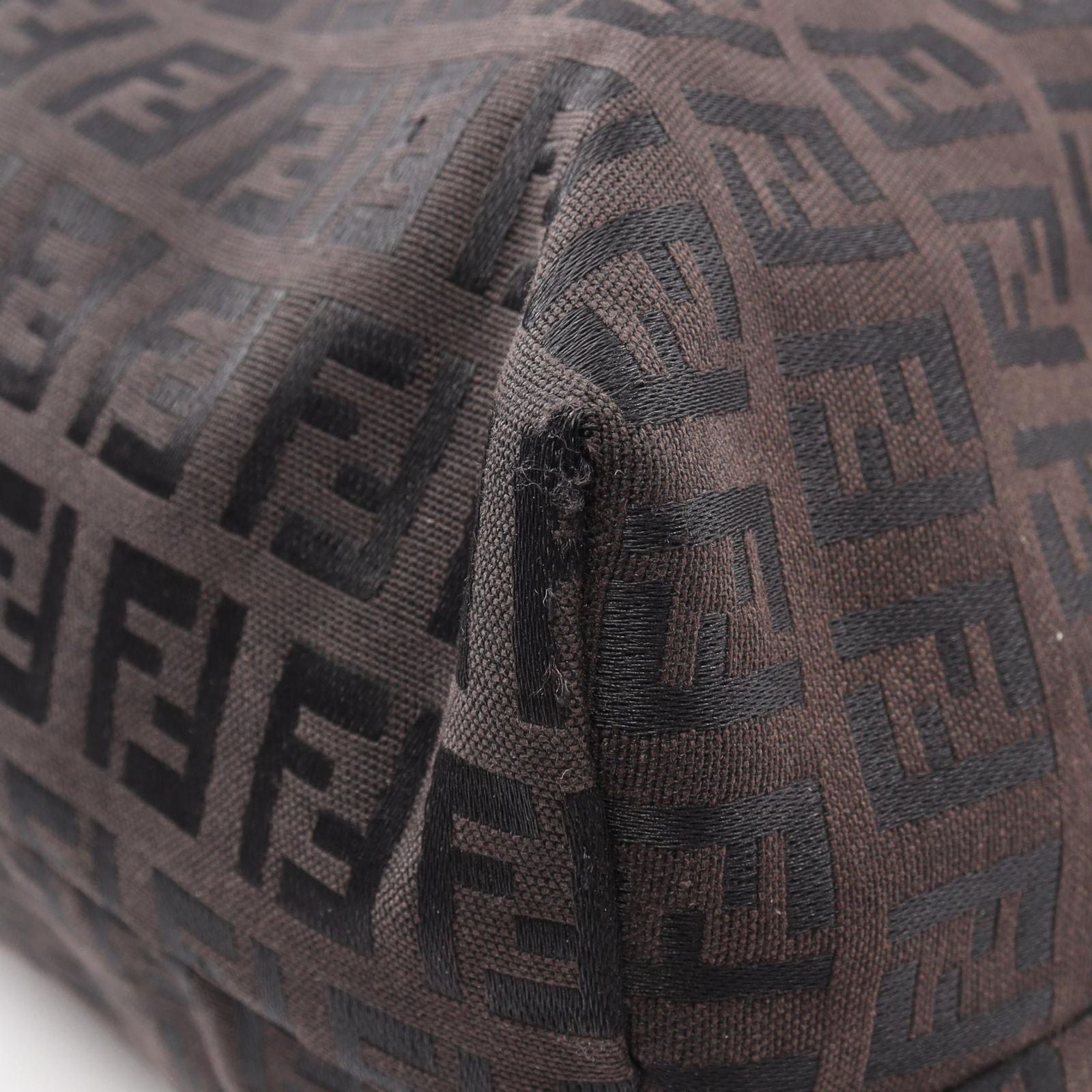Fendi Tote Zucchino Dark Brown Canvas Leather — view 5