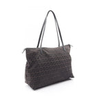 Fendi Tote Zucchino Dark Brown Canvas Leather — view 2