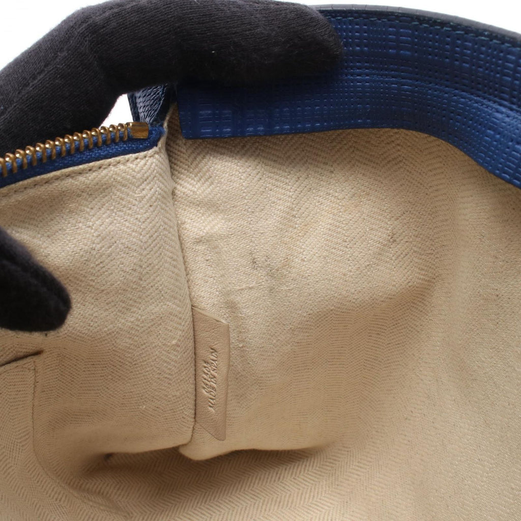 Loewe Clutch T Pouch Anagram Linen Blue Leather — view 5