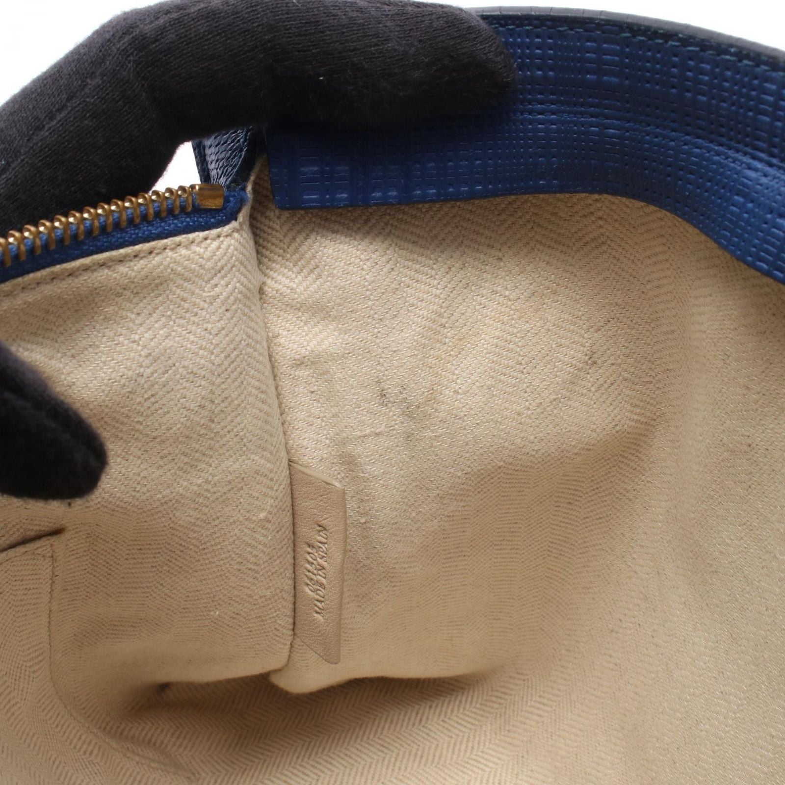 Loewe Clutch T Pouch Anagram Linen Blue Leather — view 5