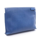 Loewe Clutch T Pouch Anagram Linen Blue Leather — view 2