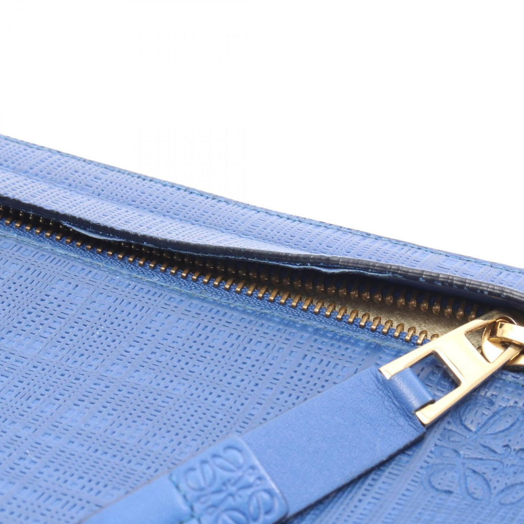 Loewe Clutch T Pouch Anagram Linen Blue Leather — view 9