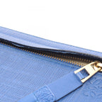Loewe Clutch T Pouch Anagram Linen Blue Leather — view 9