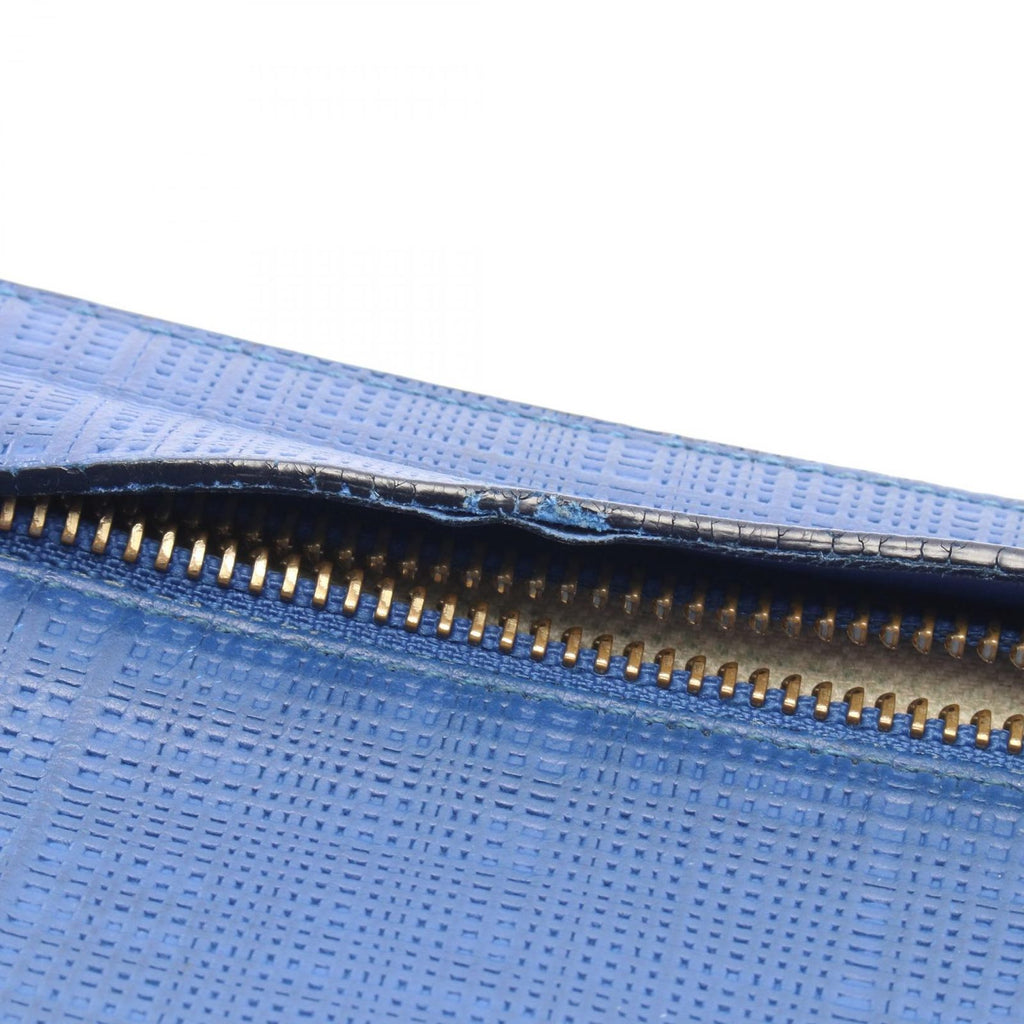 Loewe Clutch T Pouch Anagram Linen Blue Leather — view 6