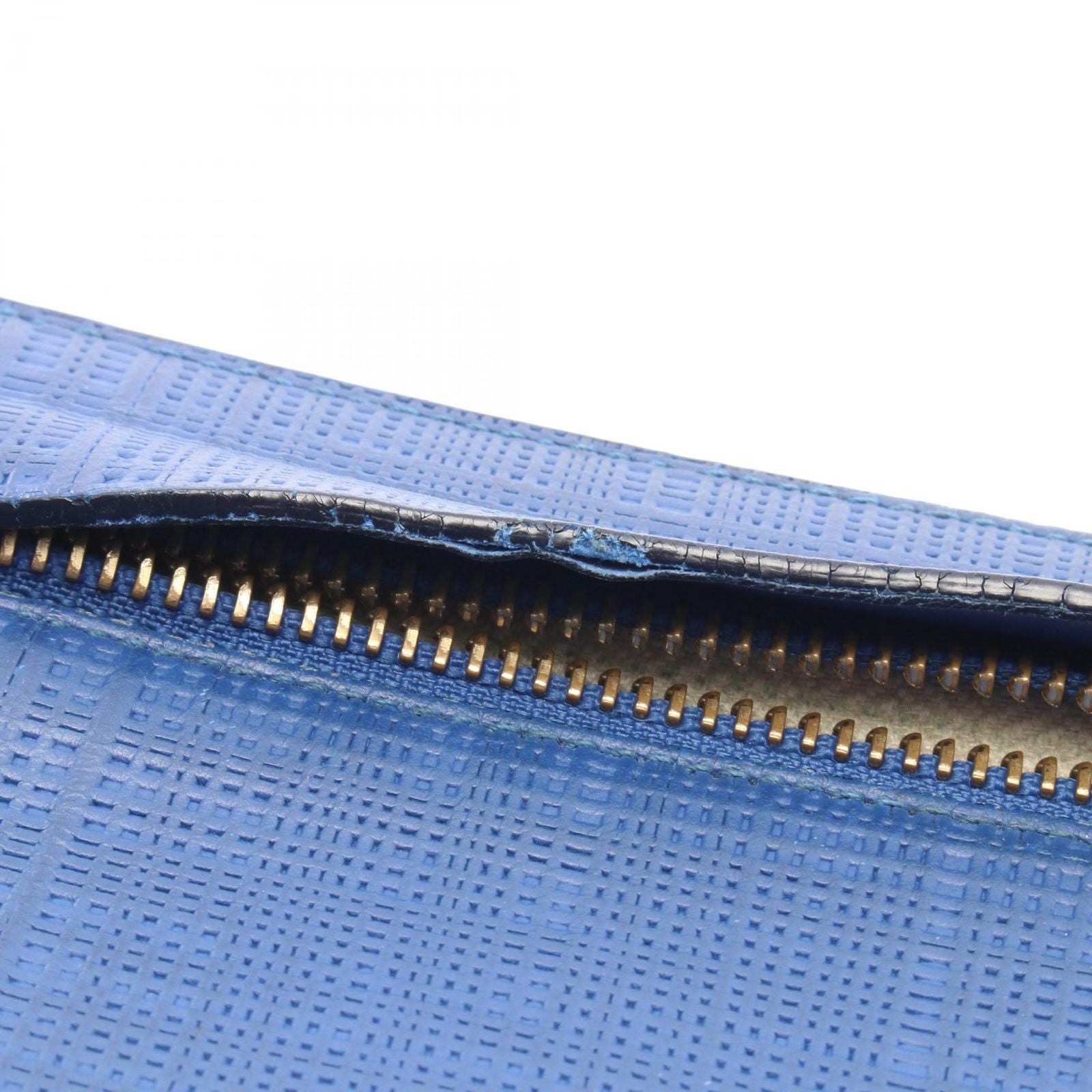 Loewe Clutch T Pouch Anagram Linen Blue Leather — view 6