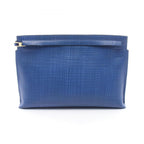 Loewe Clutch T Pouch Anagram Linen Blue Leather
