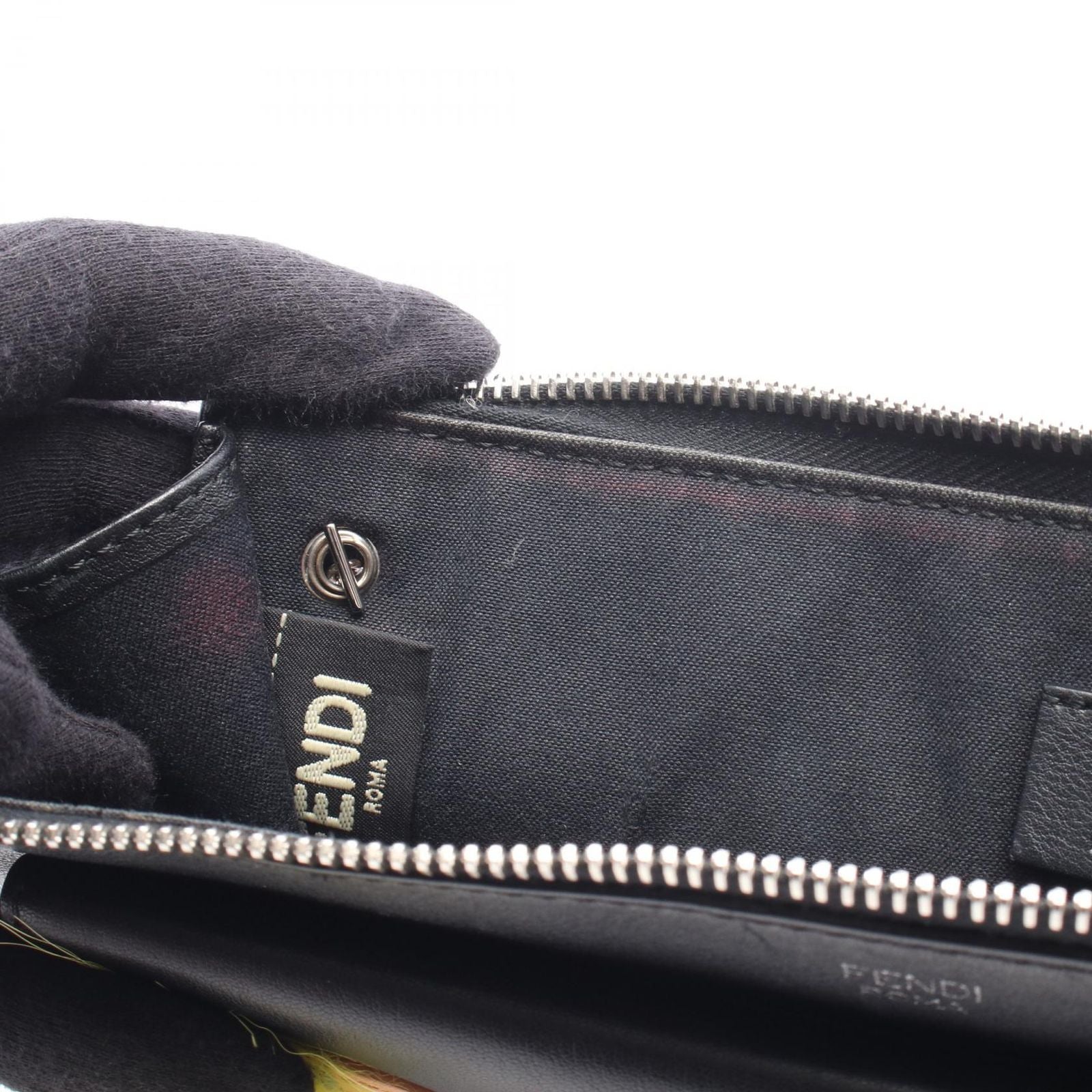 Fendi Shoulder Bag Bugs Mon Star Black Leather — view 5