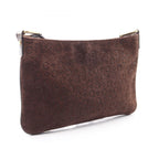Celine Shoulder Bag C Blason Dark Brown Suede Leather — view 2