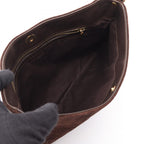 Celine Shoulder Bag C Blason Dark Brown Suede Leather — view 3